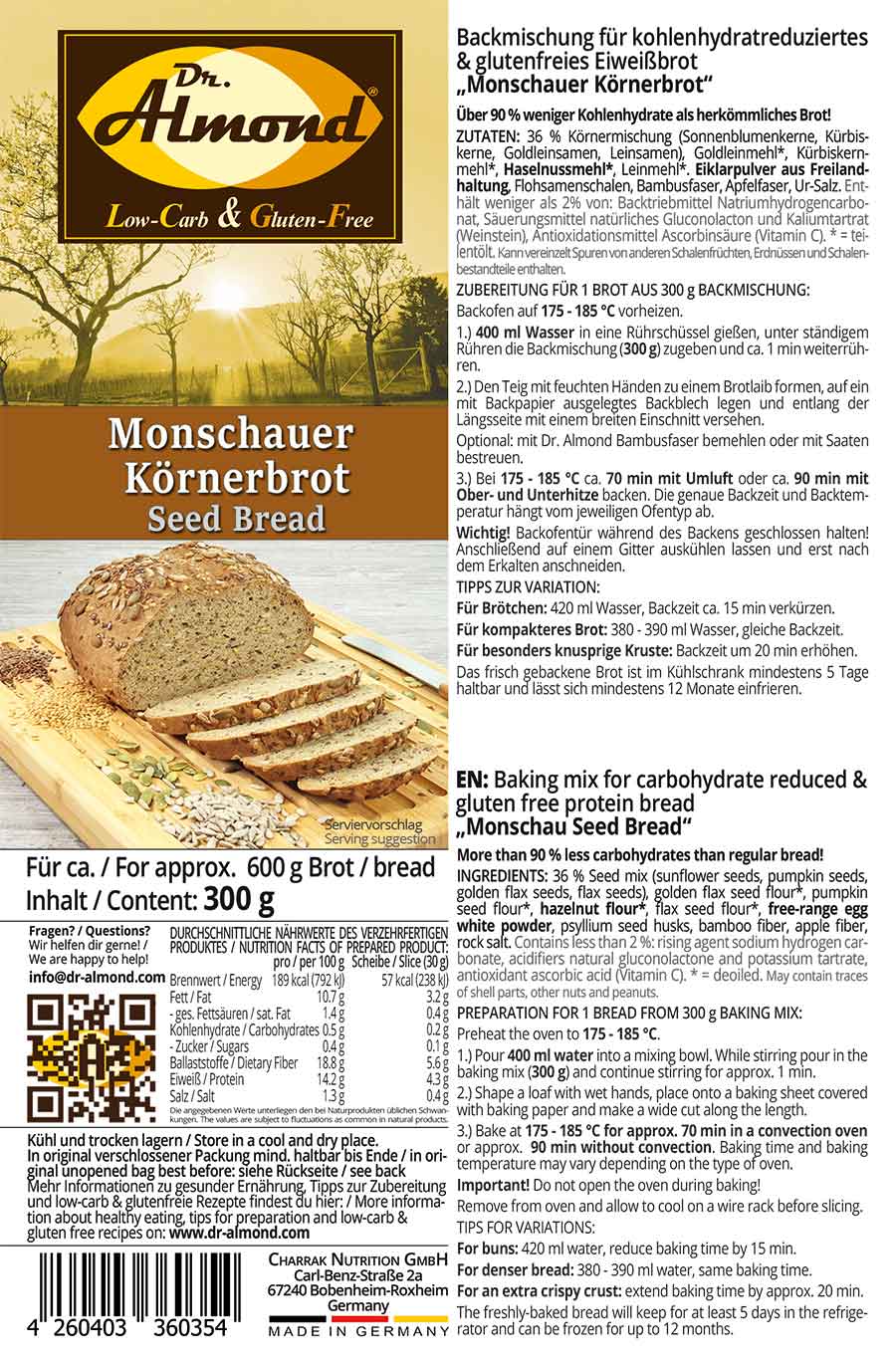 Monschauer Körnerbrot low-carb keto glutenfrei paleo Eiweißbrot Backmischung keto – Bild 7