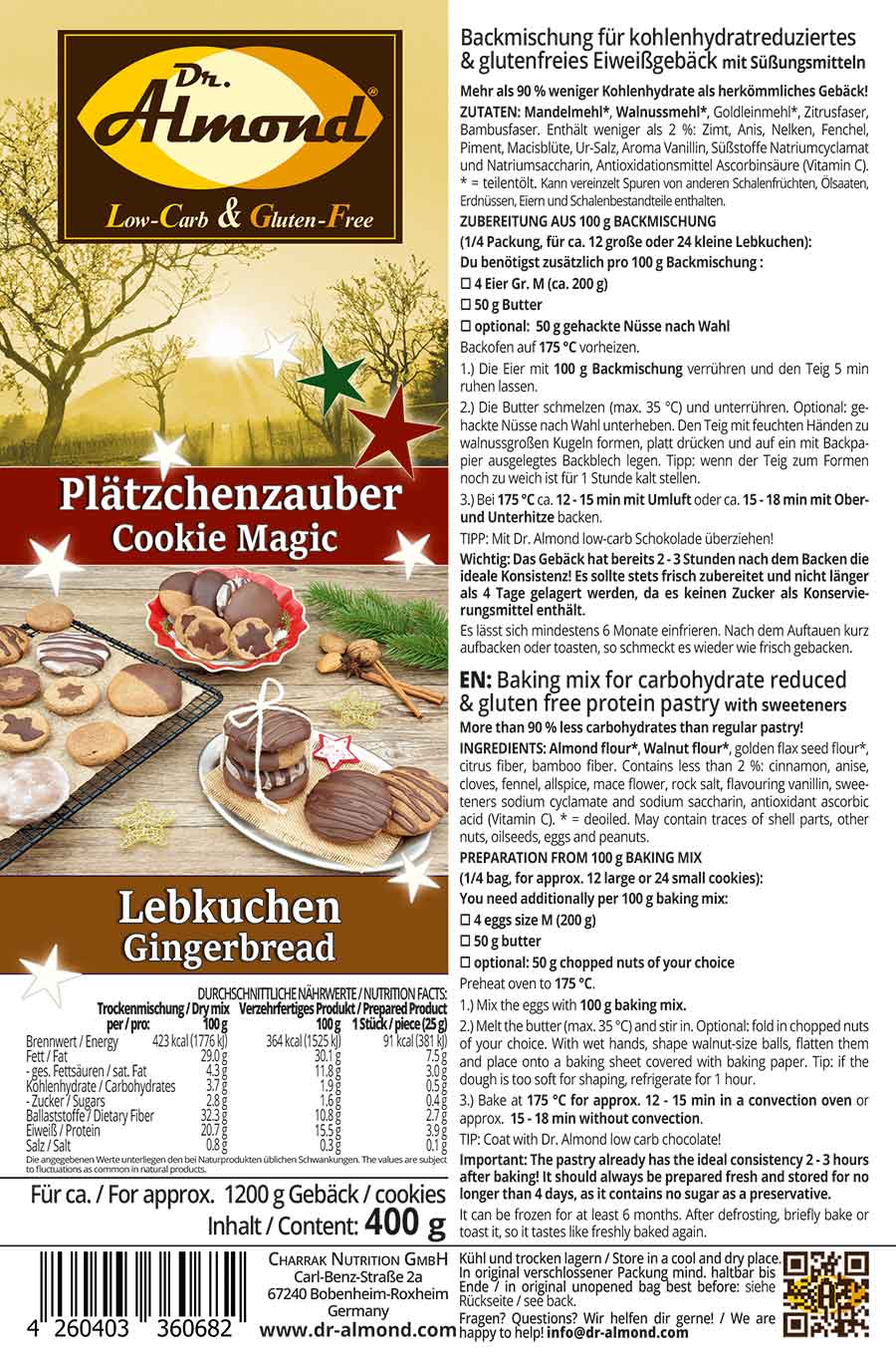 Plätzchenzauber Backmischung LEBKUCHEN Weihnachtskekse low-carb keto glutenfrei OHNE Zuckerzusatz – Bild 4