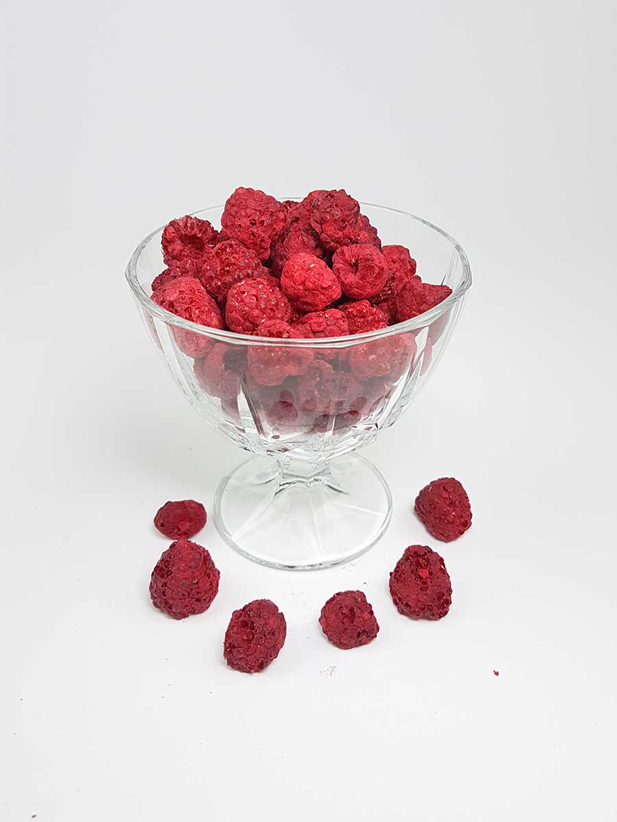 HIMBEEREN gefriergetrocknete ganze Früchte 50 g – 100 % Frucht für low-carb Schokolade, Müsli und als Snack