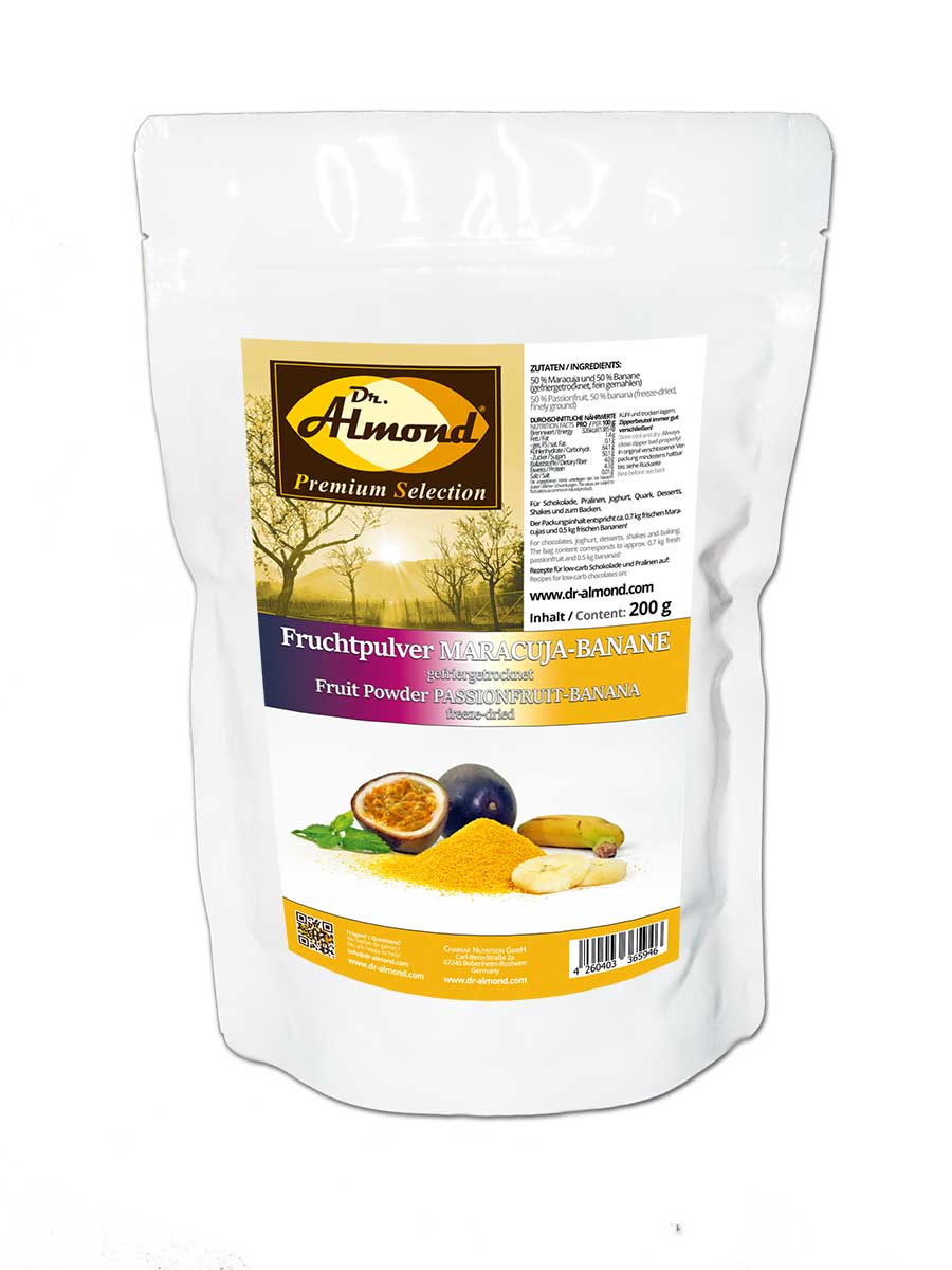 Fruchtpulver MARACUJA-BANANE gefriergetrocknetes Maracujapulver Bananenpulver 200 g – 100 % Frucht für Fluff, low-carb Schokolade, Smoothies und Shakes – Bild 2
