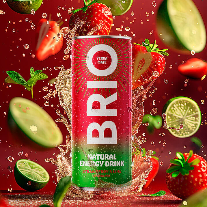 Brio Mate Strawberry & Lime Sparkling bio 25cl – in Dose Kiste 12x25cl – Bild 2