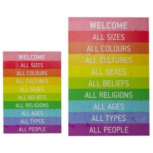 Werkhaus Holzschild Welcome, bunt, Fichte Direktdruck, klein, A2