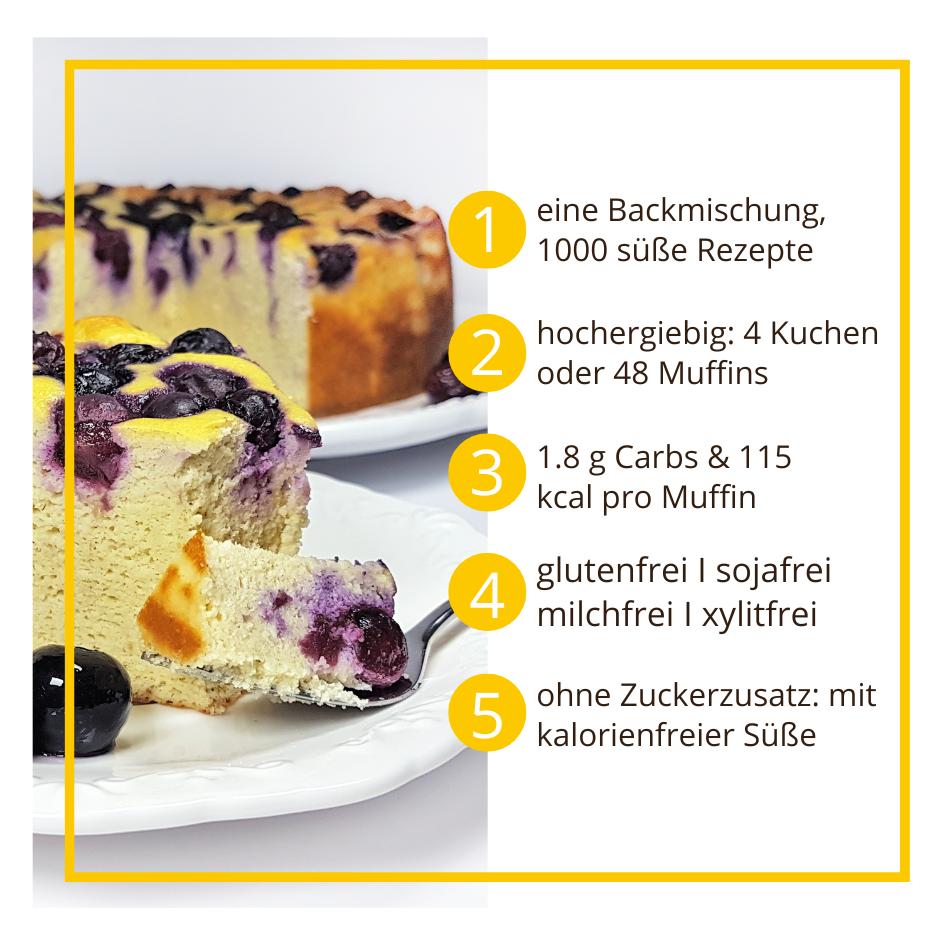 KUCHENZAUBER Classic Backmischung für Kuchen, Muffins, Pfannkuchen und mehr – low-carb, glutenfrei, sojafrei, keto Kuchenmischung – Bild 2