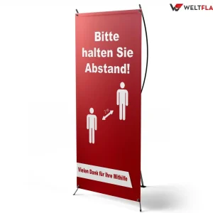 Bitte halten Sie Abstand! – X-Banner – PVC Planen Werbeplane