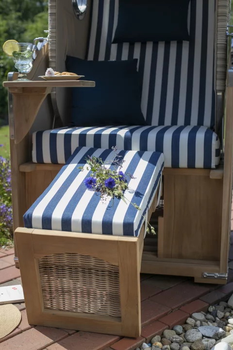 Strandkorb Düne Single Bullauge Teak PE Shell Dessin 518 – Bild 8
