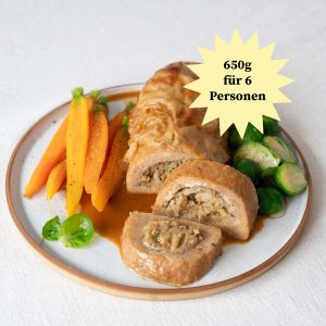 PF FRIEDA – VEGANER BRATEN, g’füllt mit Semmelknödel, 650g (halber Braten)