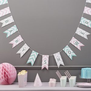 Girlande “Baby Shower” im Chevron Design