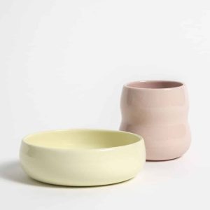 Kindergeschirr Set aus Porzellan, Rose & Limone