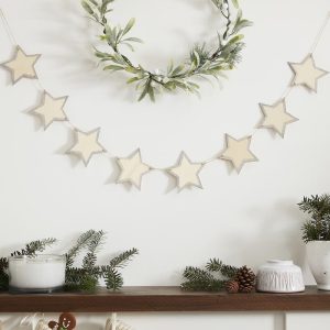 Weihnachtssterne Girlande weiß mit Glitterrand