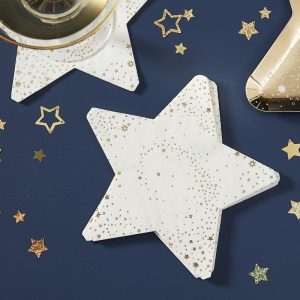 Serviette in Sternform mit Sternchen in gold